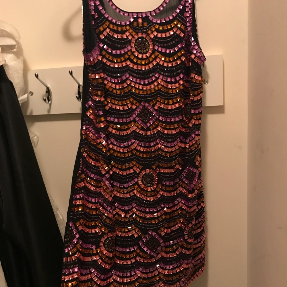 Bejeweled mini shift dress